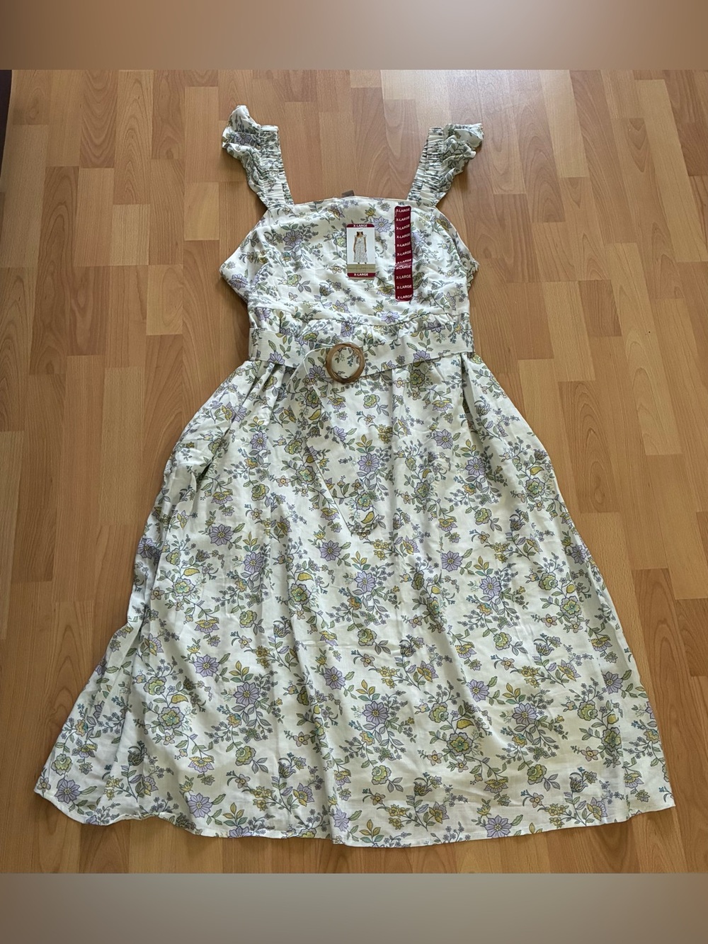 French Connection Womens Belted Dress Sz XL Summer Vacation Sundress Cottagecore